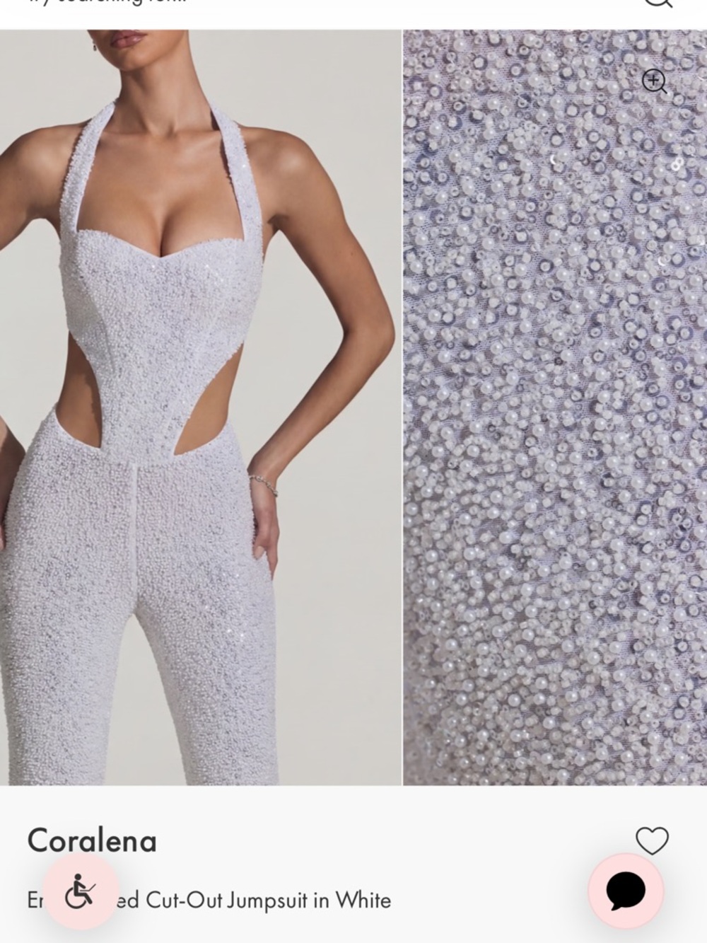 Oh Polly White Embellished Cut-Out Halter Jumpsuit